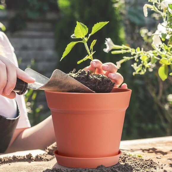 Pots for Plants, 15 Pack 6 Inch Plastic Planters with Multiple Drainage Holes an - Picture 4 of 7